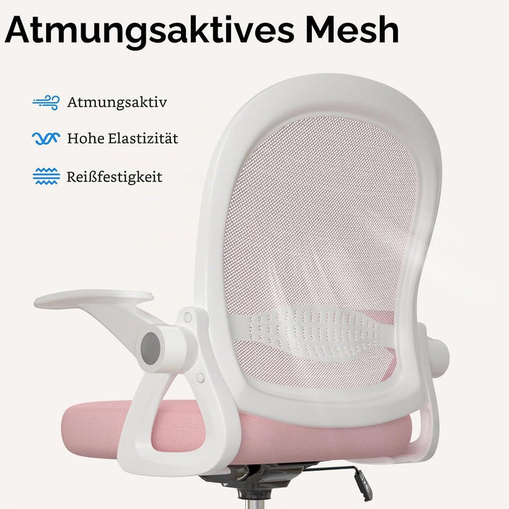 rattantree Ergonomischer Bürostuhl mit Verstellbare Fussstütze Ring, Rosa | Schreibtischstuhl, Höhen