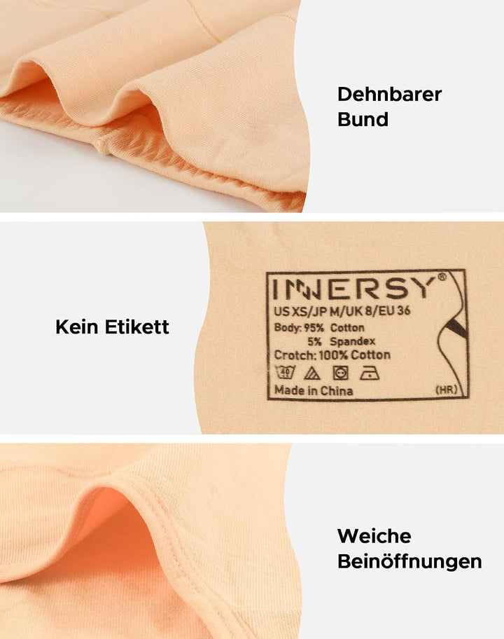 INNERSY Unterhosen Damen Hohe Taille Slip Baumwolle Unterwäsche Pantys Weiche Schlüpfer Frauen 4er P