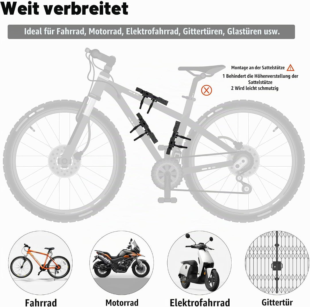 ValueMax Faltschloss mit Halterung, Fahrradschloss aus gehärtetem Stahl mit 2 Schlüssel, 100cm lang