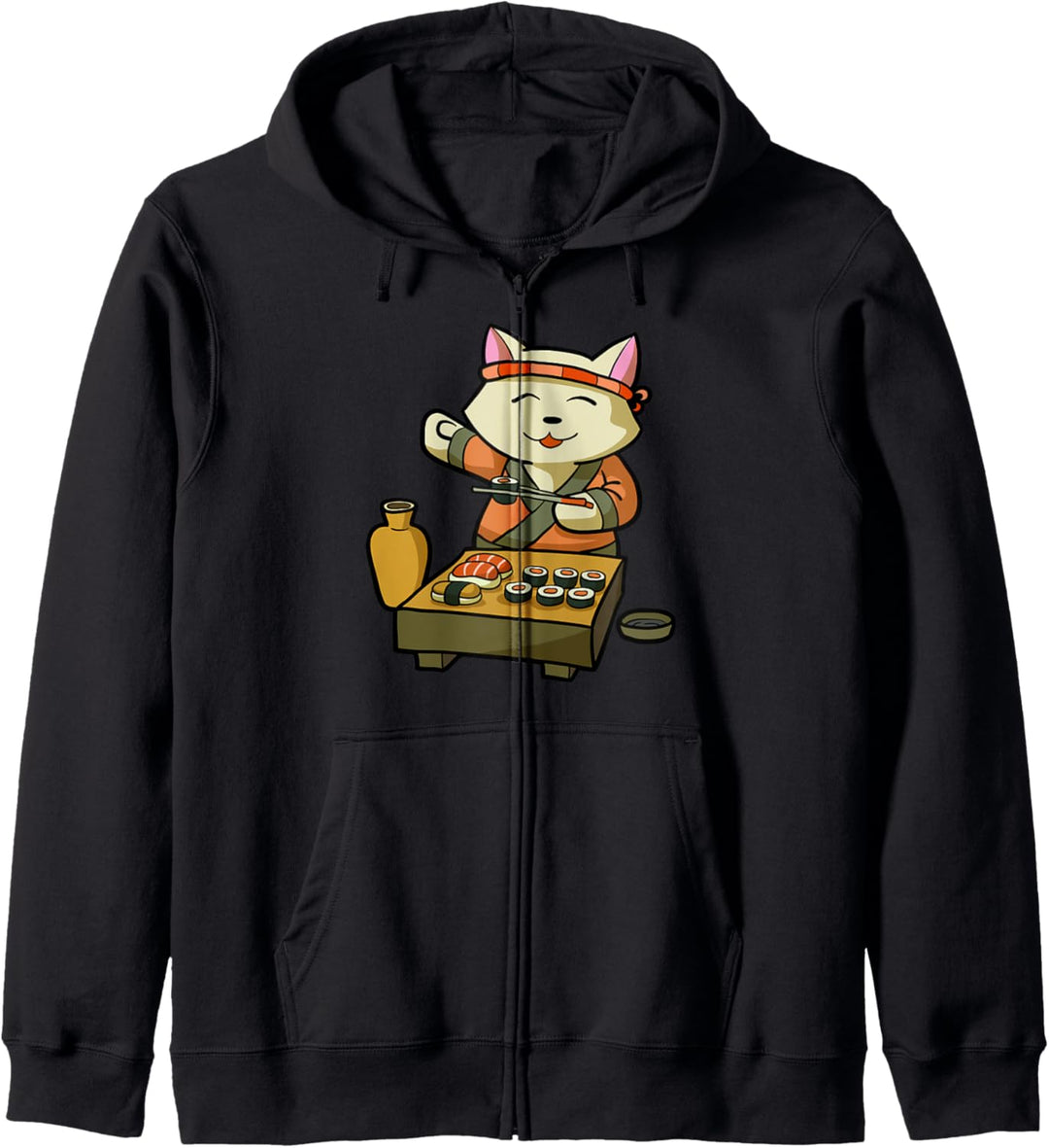 Sushi Master Cat Kawaii Japanische Lustige Anime Neko Kapuzenjacke