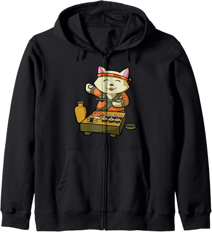 Sushi Master Cat Kawaii Japanische Lustige Anime Neko Kapuzenjacke