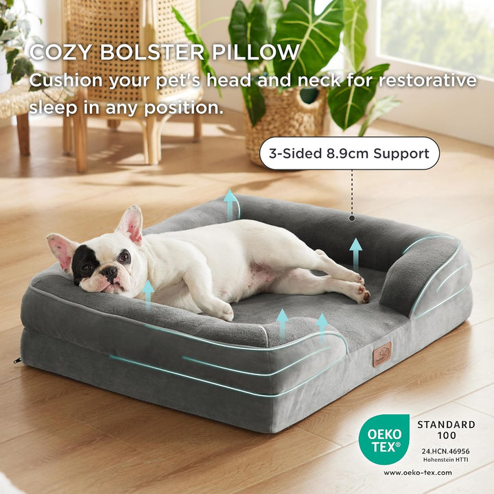 Bedsure orthopädisches Hundebett Ergonomisches Hundesofa - 71x58 cm Hundecouch mit eierförmiger Kist
