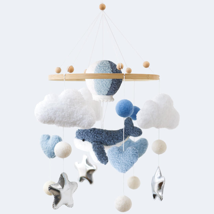 Baby Mobile Baby Windspiele-3D Wal Heissluftballon, Mobile Babybett Bettglocke Anhänger Kinderzimmer