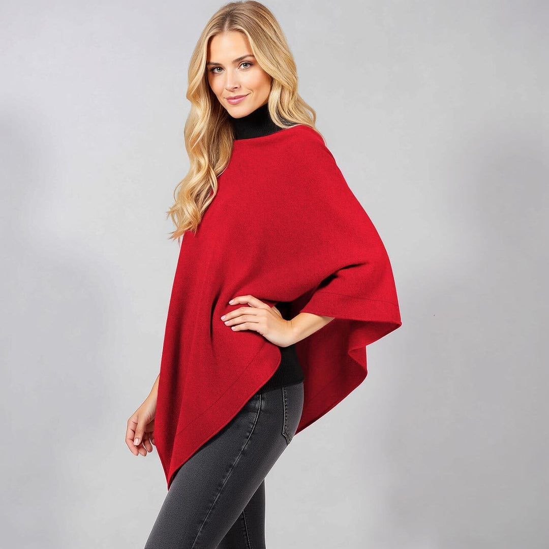 GIESSWEIN Merino Lambswool Poncho - Damen Feinstrick Überwurf aus Merinowolle, Wool Cape, Frauen Str