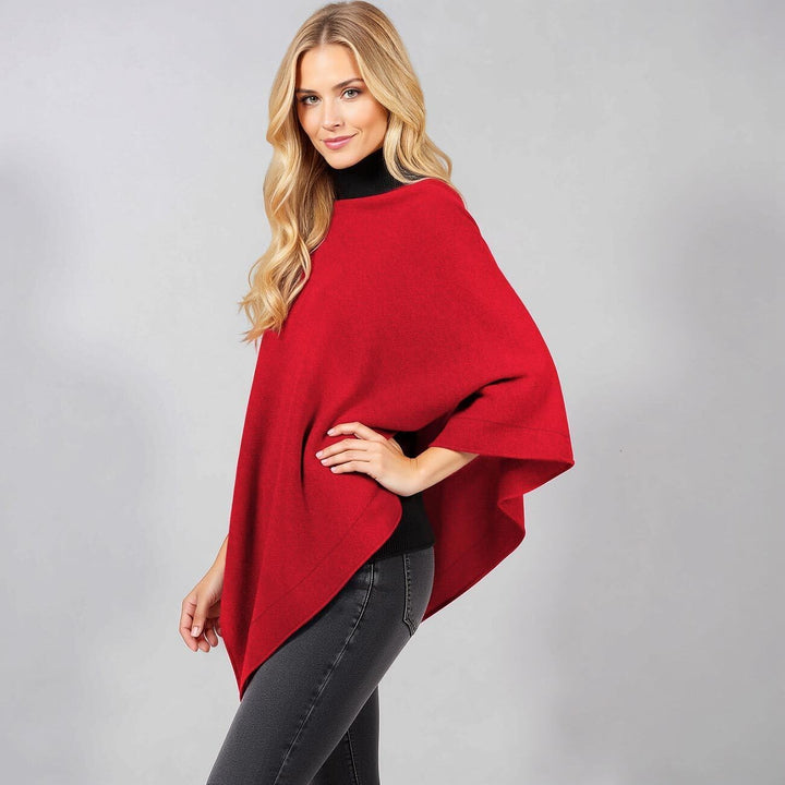 GIESSWEIN Merino Lambswool Poncho - Damen Feinstrick Überwurf aus Merinowolle, Wool Cape, Frauen Str
