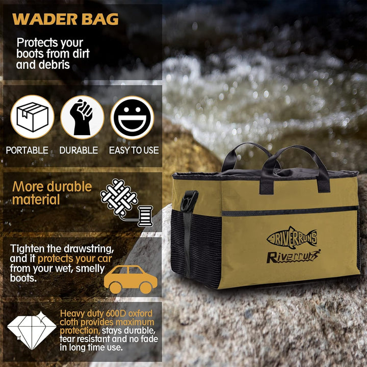 Riverruns Angeln Jagd Wathose Tasche mit belüftetem Netz, Wathose Stiefeltasche, Fliegenfischen Ruck