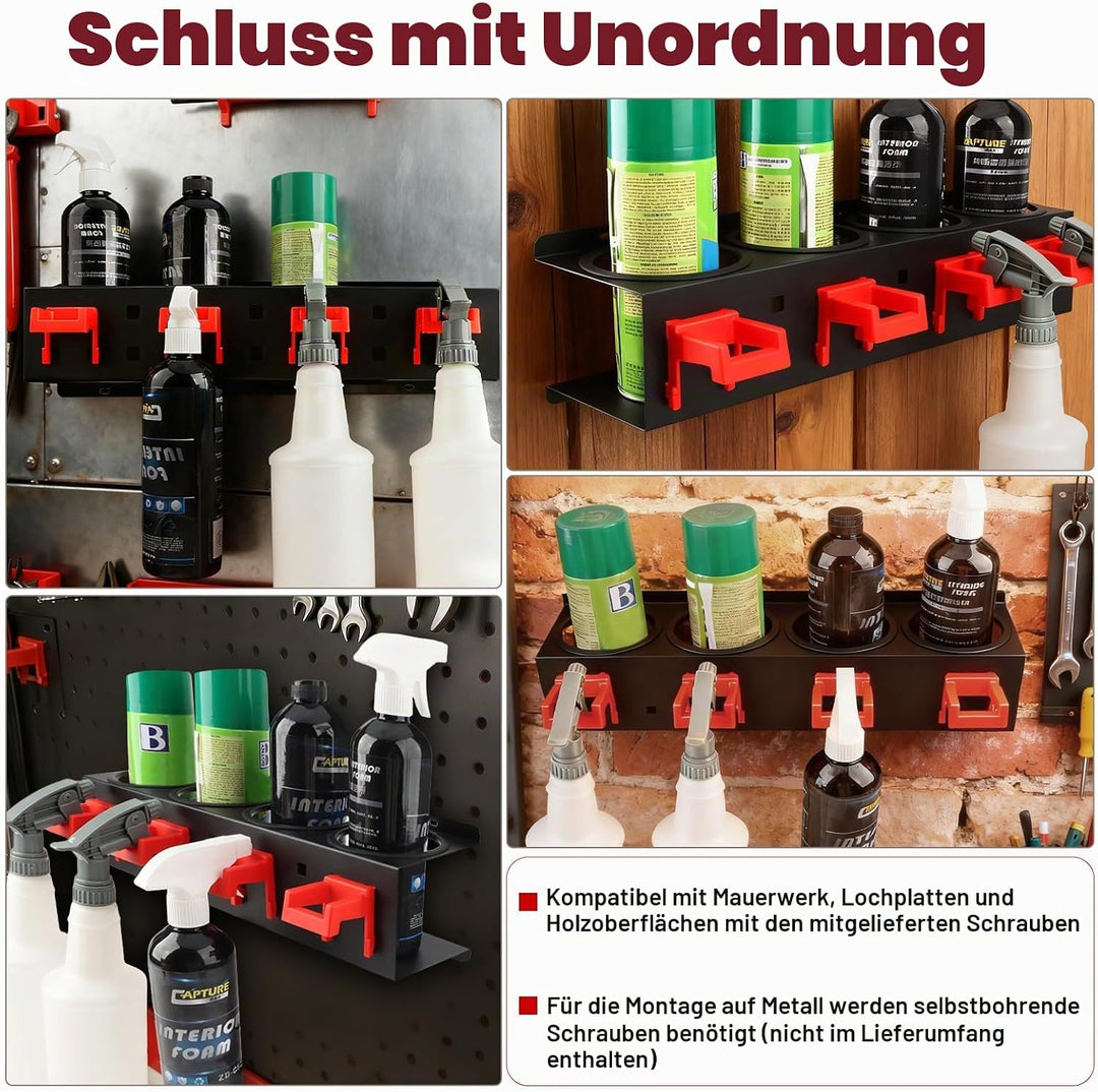 Sprühflaschenhalter 2 Stück, Sprühdosenhalter Spraydosenhalter, Stahl Wandregal Garagenwandregal mit