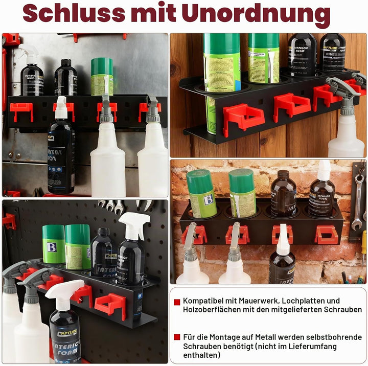 Sprühflaschenhalter 2 Stück, Sprühdosenhalter Spraydosenhalter, Stahl Wandregal Garagenwandregal mit