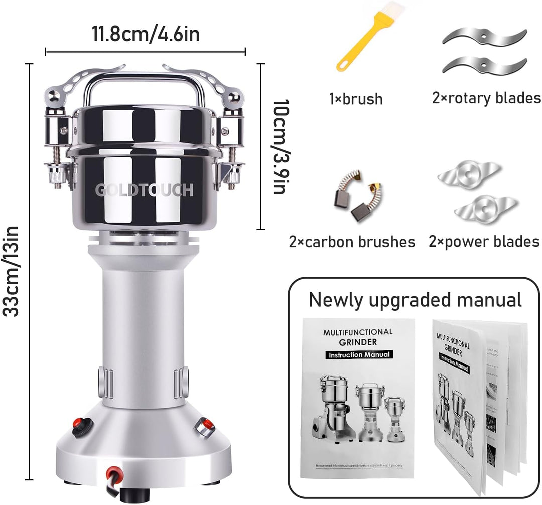 Goldtouch GetreidemüHle Elektrische 150g 1500W Electric Grain Mill 28000U/min 304 Edelstahl Kommerzi