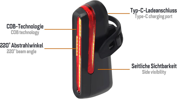Fahrradlicht-Set Starlight – StVZO zugelassen, 70 Lux LED Frontlicht & Rücklicht mit USB-C, Akku bet