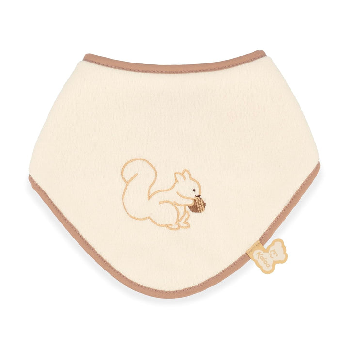 Kaloo – Set mit Lätzchen und Nager-Beissring Eichhörnchen – Babyzubehör für die Beikost – Weiches Si