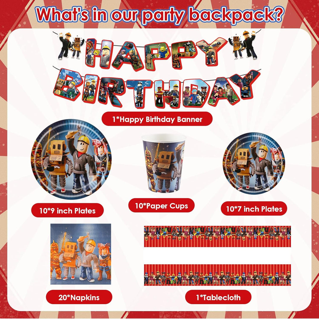 Robl Pappteller Kindergeburtstag Deko Junge- Roblx Geburtstag Geschirr Set Geburtstagsdeko Partygesc