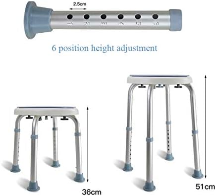 Duschhocker Duschstuhl Höhenverstellbar 360° Drehbarer Badehocker Duschhilfe aus Alu für Alter, Schw