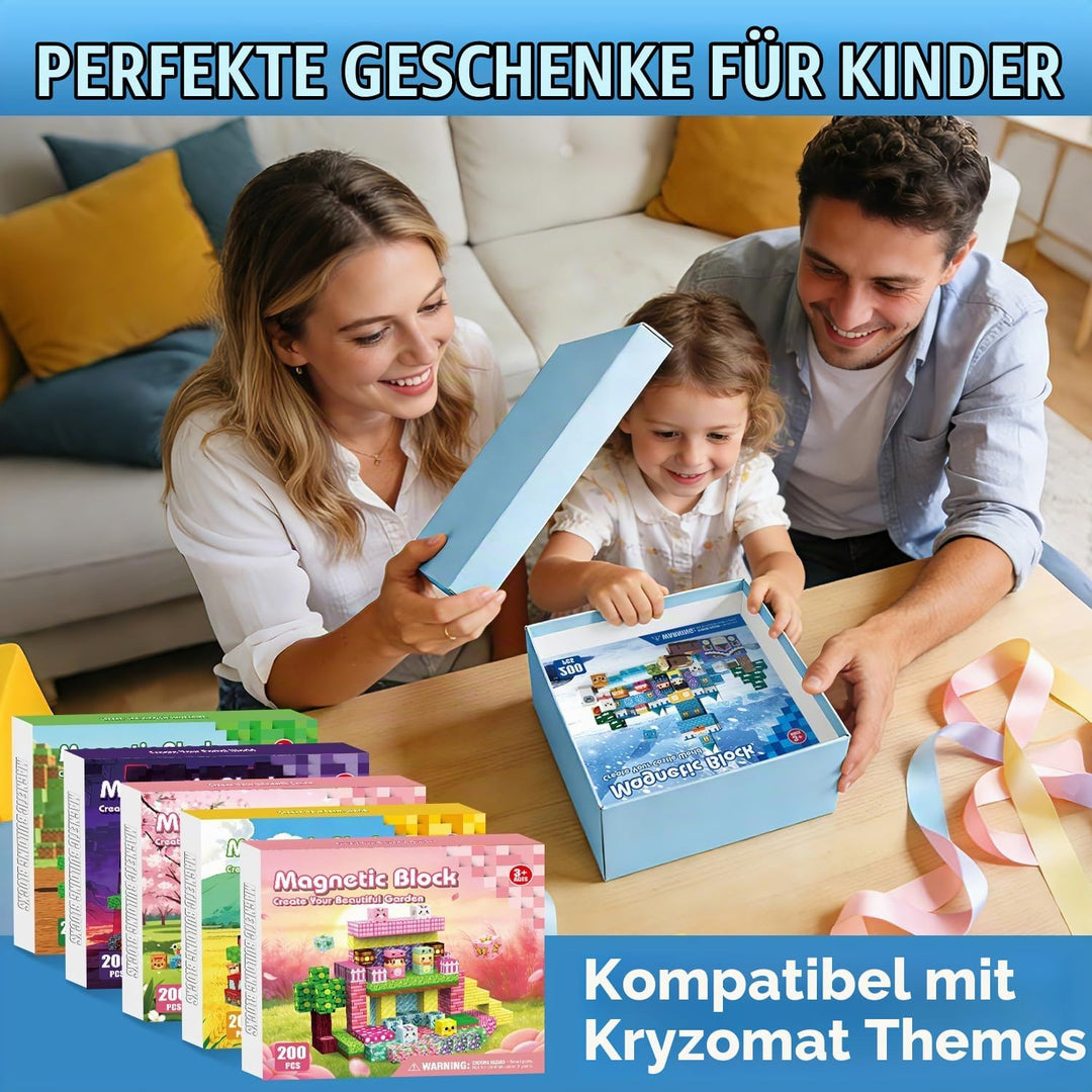 Magnetische Bausteine 200 PCS, Magnetbausteine Kinder ab 3 Jahre, Magnetic Building Blocks für Junge