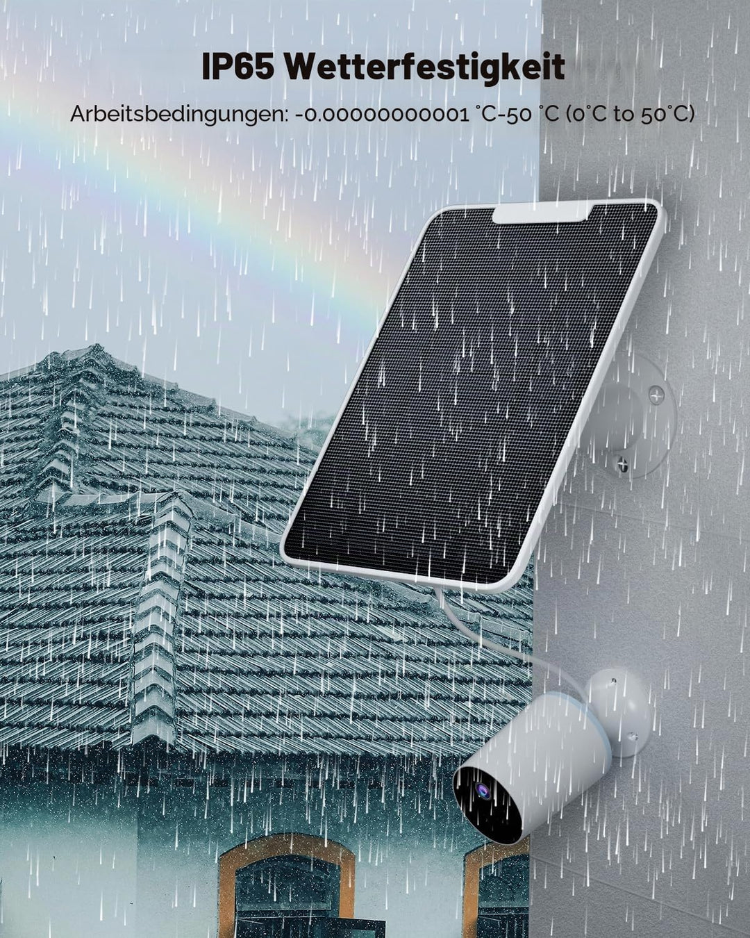 Solarpanel-Ladegerät Kompatibel mit Google Nest-Kamera im Aussen &amp; Innenbereich(Batterieversion), 6W