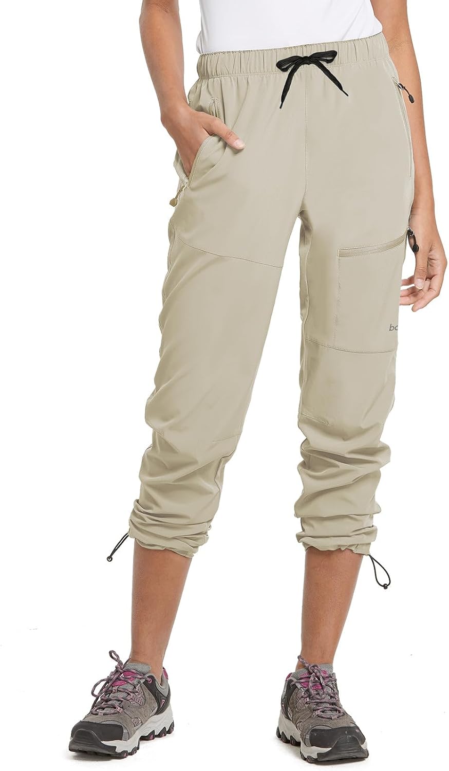 BALEAF Damen Outdoorhose Wanderhose Wasserdicht Schnelltrocknend Leicht Trekkinghose Capris UV Schut