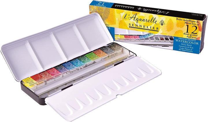 Sennelier Aquarelle Metalldose, 12 halbe Behälter