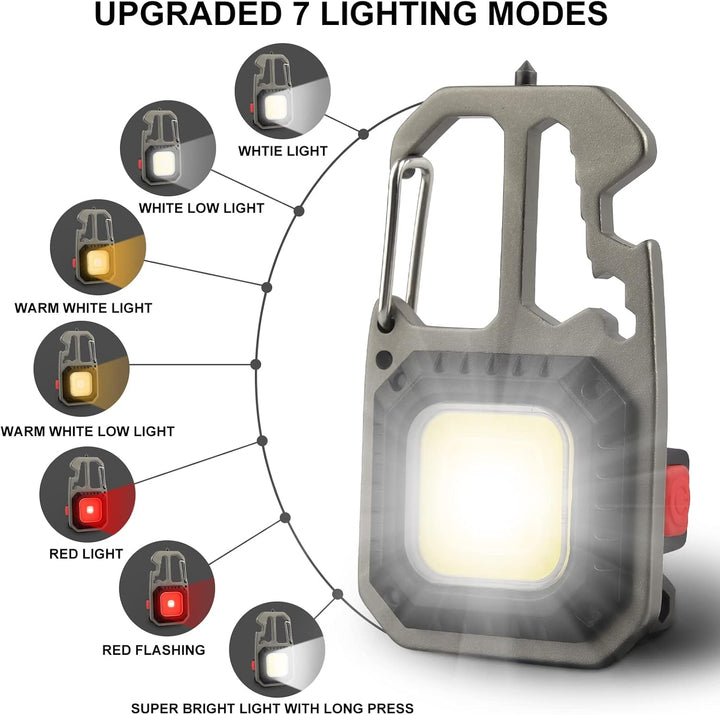 T-SUN Tragbare Mini LED Arbeitsleuchte Schlüsselanhänger Taschenlampe 7 Modi 800 Lumen Wiederaufladb