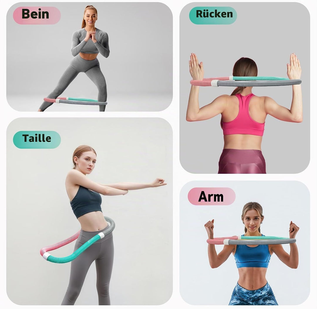 Hula Hoop Reifen Erwachsene,1,2 kg Fitness-Hula-Hoop-Reifen mit Gewicht,Klappbare Aufbewahrung, Weic
