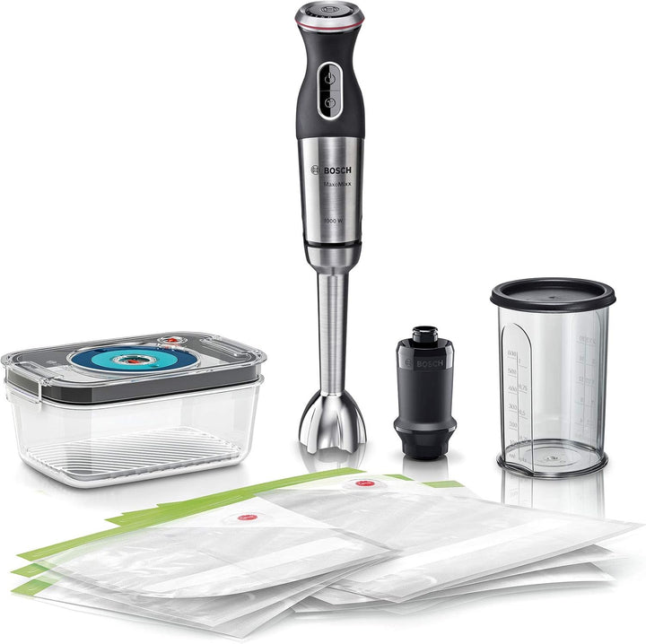 Bosch Stabmixer MaxoMixx MS8CM61V1, Vakuum-Funktion, Edelstahl-Mixfuss, Mix- und Messbecher, Vakuum-