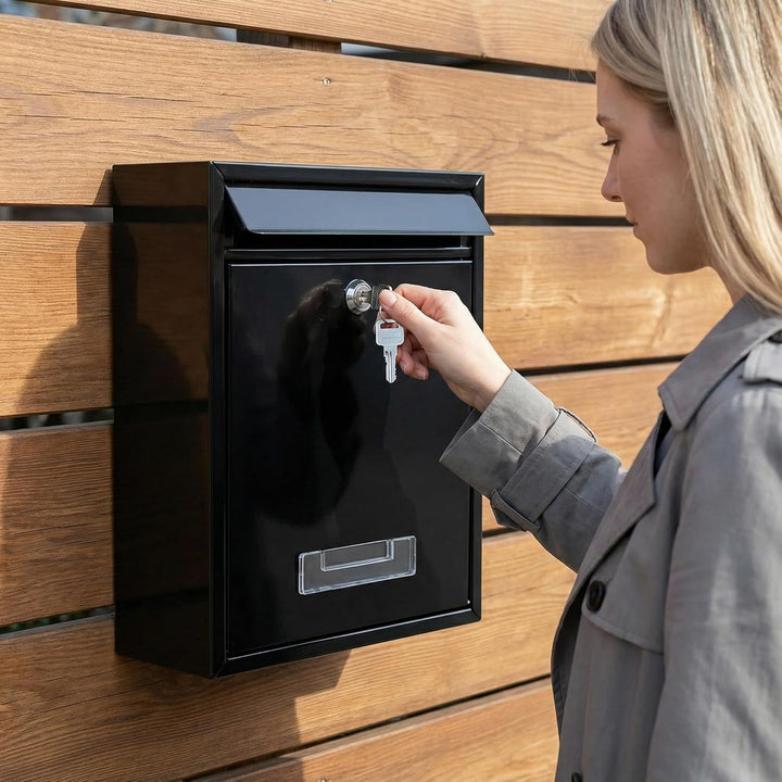 Huucozn Briefkasten Anthrazit klein Postkasten Eisenlegierung 32 x 22 x 8,5cm Wandbriefkasten für Me