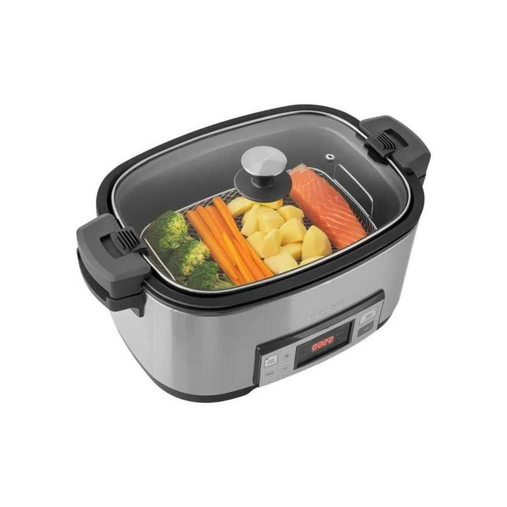 SENCOR SPR 5500SS Slowcooker, 1350 Watt, Kochbehälter, 4 einstellbare Kochfunktionen, Edelstahl