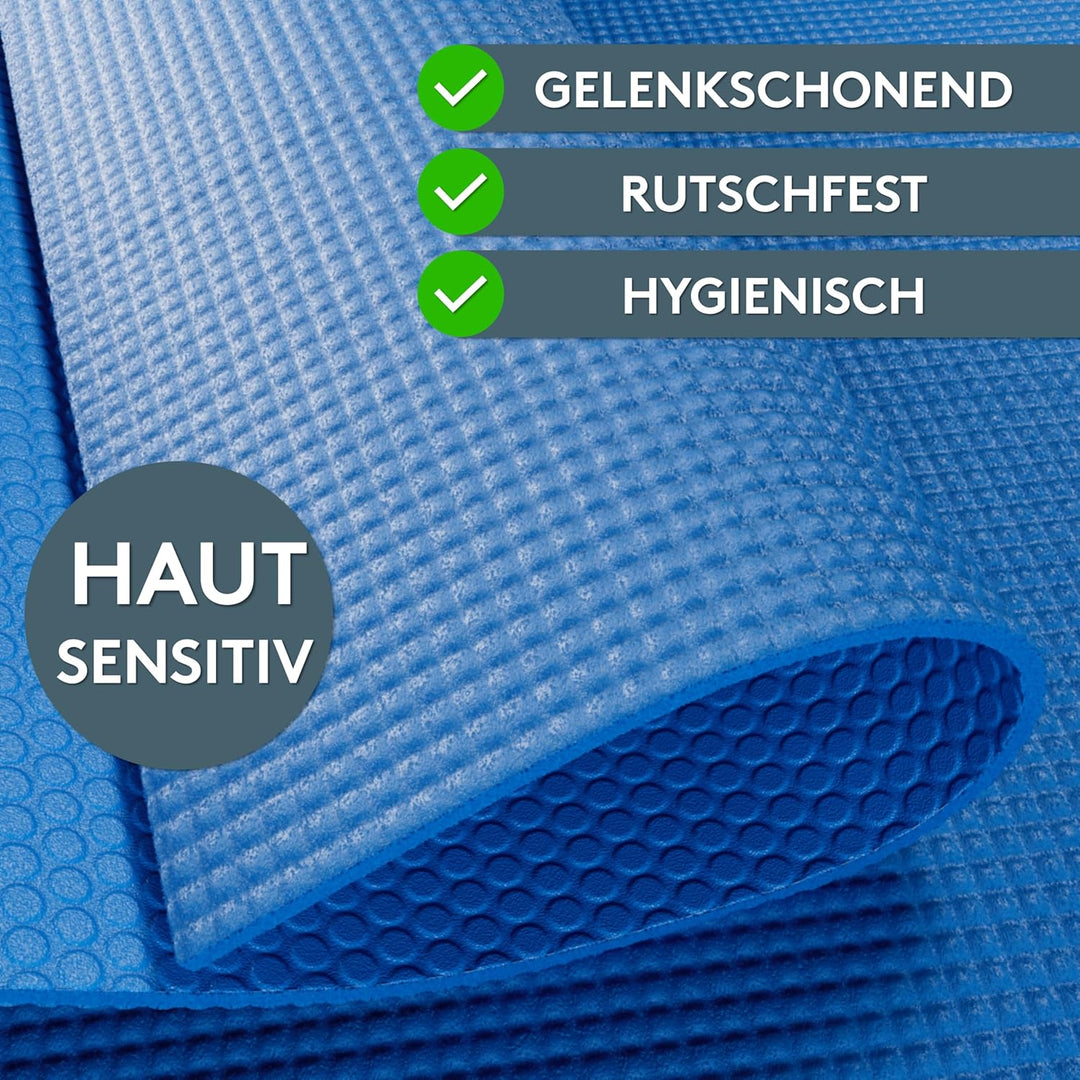 LILENO SPORTS Yoga Matte (180x60cm) inkl. Tragegurt - Sport und Yogamatte extra rutschfest in 4 mm D