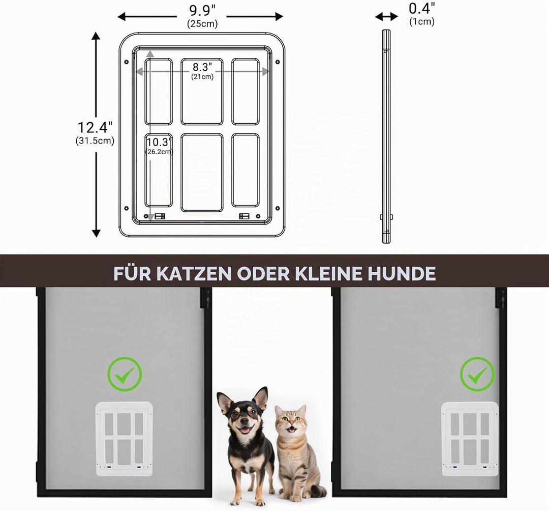 PETLESO Haustierklappe für Fliegengitter Hundeklappe mit Magneten Katzenklappe Fliegengittertür Einf