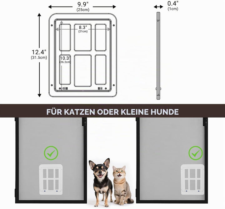 PETLESO Haustierklappe für Fliegengitter Hundeklappe mit Magneten Katzenklappe Fliegengittertür Einf