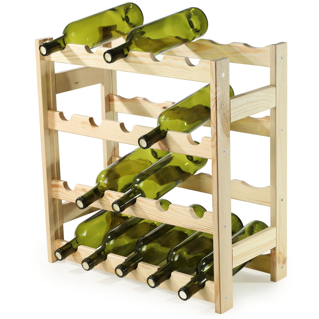 KADAX Weinregal aus Holz, 54x53x25cm Flaschenregal, 20 Flaschen, Weinständer aus Kiefernholz, Weinsc