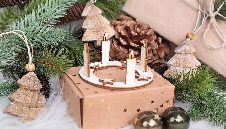 Logbuch-Verlag 10 Weihnachtskarten rot braun mit Rentieren - innen leer z. Beschriften & Bedrucken -