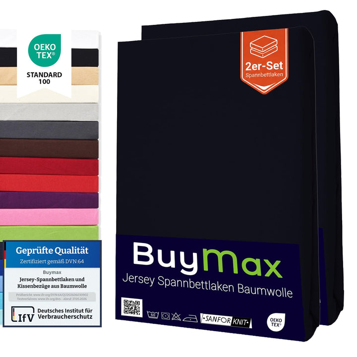 Buymax® Spannbettlaken 70x140cm Doppelpack 100% Baumwolle Kinderbett Spannbetttuch Baby Bettlaken Je