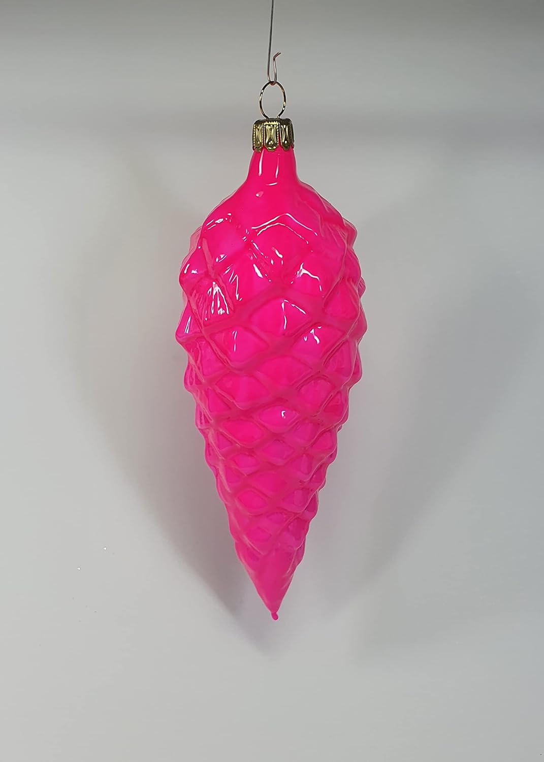 Thüringer Christbaumschmuck Exclusiv NEON Zapfen 12+16cm Handarbeit Germany 6er Set Pink Orange Gelb