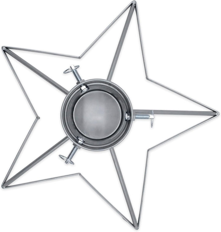 Spetebo Stern Weihnachtsbaum Ständer aus Metall Silber - 49 cm - Christbaum Tannenbaum Halter mit Wa