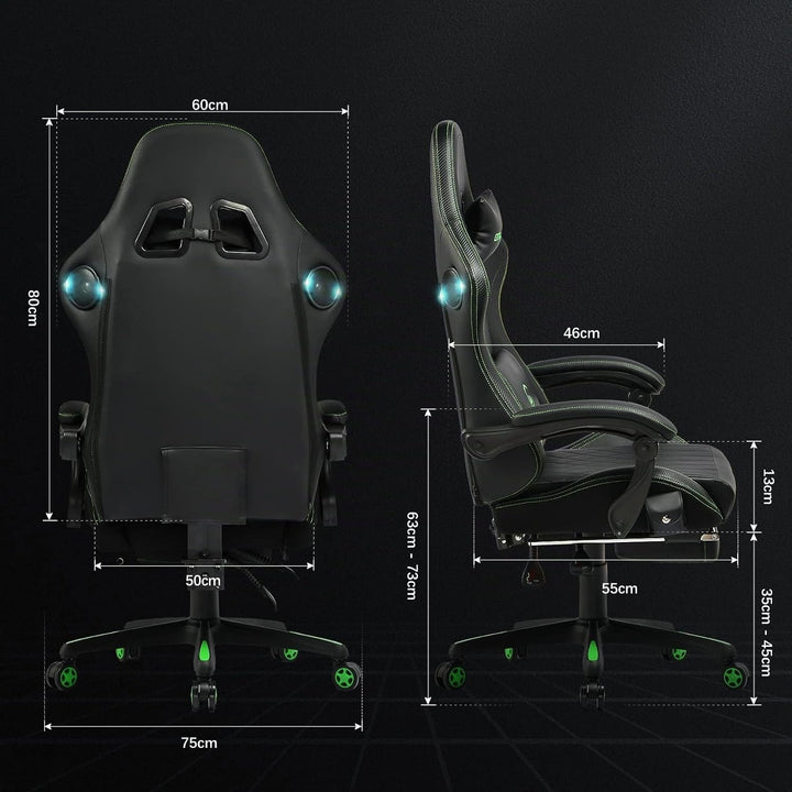GTPLAYER Gaming Stuhl, Ergonomischer Gaming Sessel Schreibtischstuhl PC Gamer Racing Stuhl mit Fusss