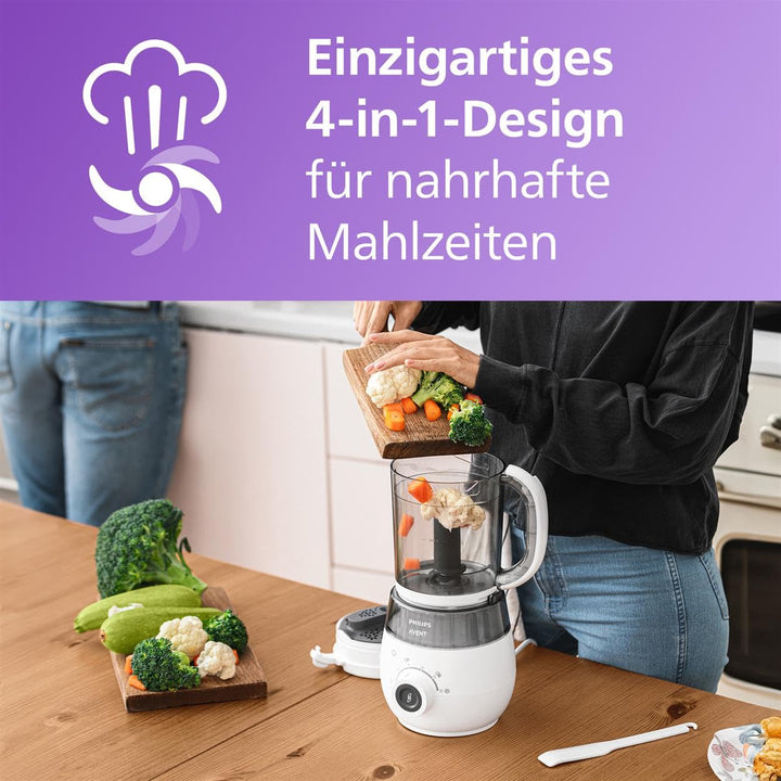 Set aus AVENT 4-in-1 Dampfgarer mit Mixer Premium, Babynahrungszubereiter, spülmaschinenfest, Modell