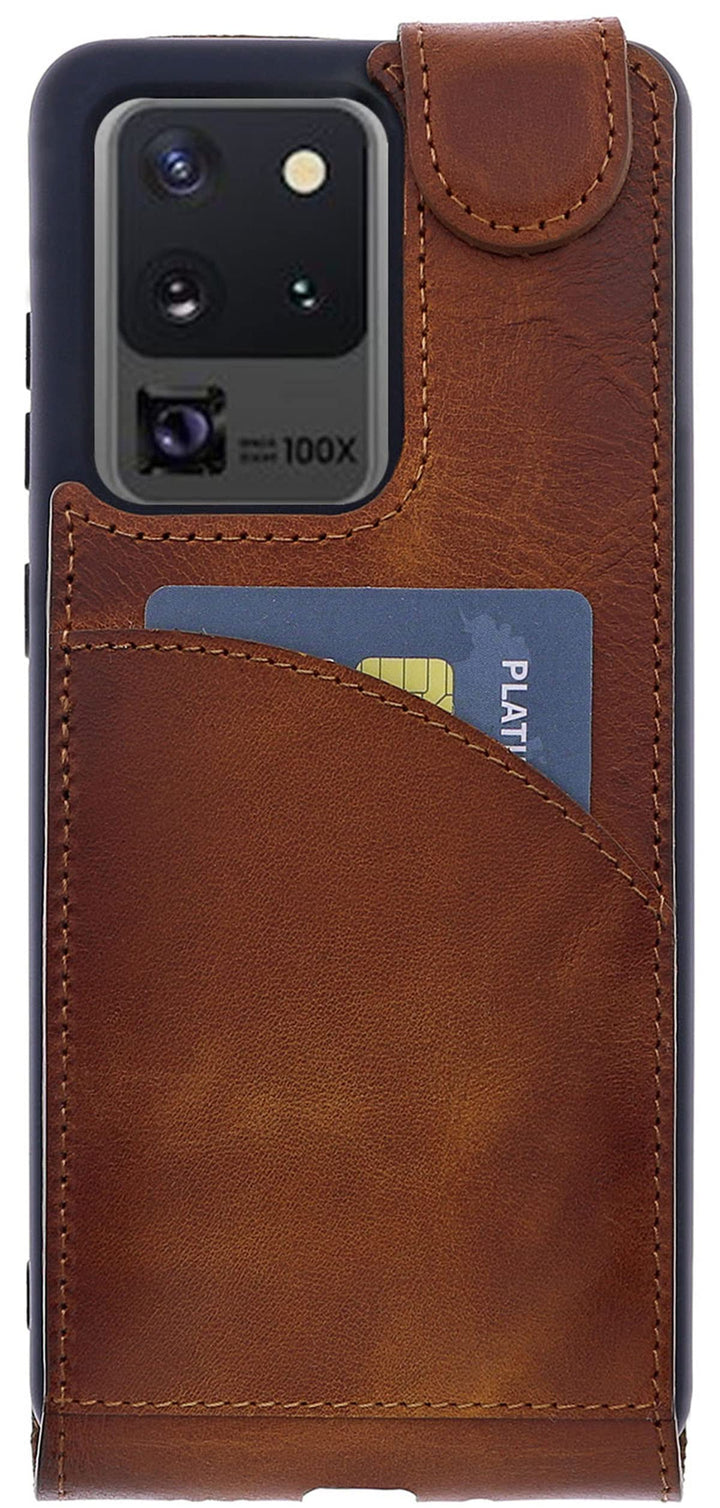 Burkley Leder Flip Case für Samsung Galaxy S20 Ultra Handyhülle Handytasche mit 360° Schutz und Kart