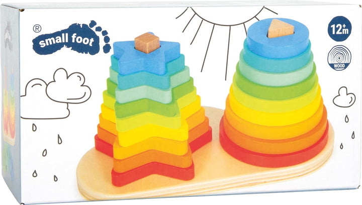 small foot Steckspiel Regenbogen, Förderung der Feinmotorik durch Stapeln, Stecken und Sortieren, ab