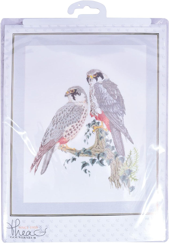 Thea Gouverneur - Kreuzstich-Set - Falken - Leinen - 32 Count - Für Erwachsene - 2024 18.9 x 23.6, 1