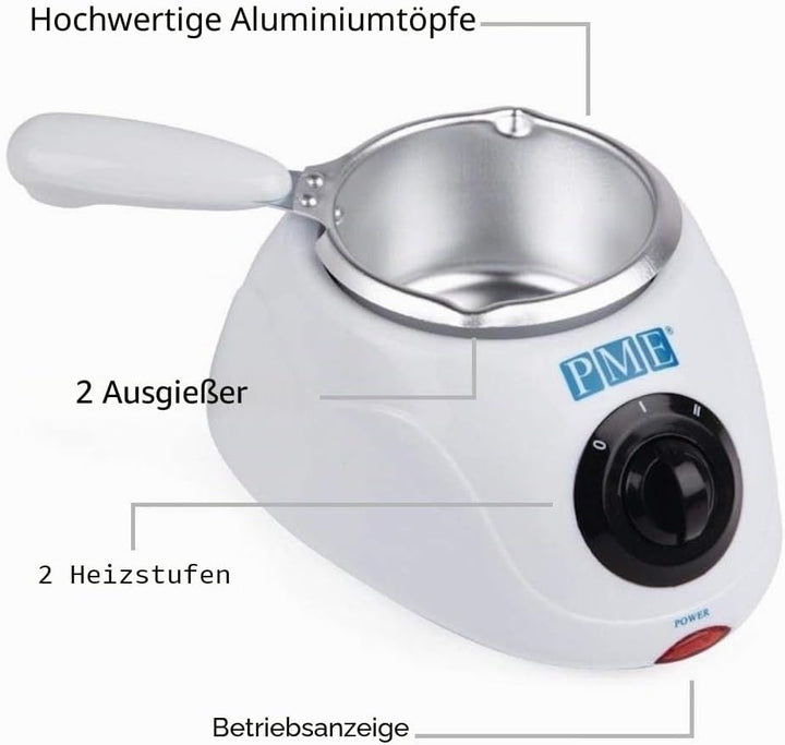 PME CM104 Elektroschokolade Schmelztiegel, Plastik, Weiss