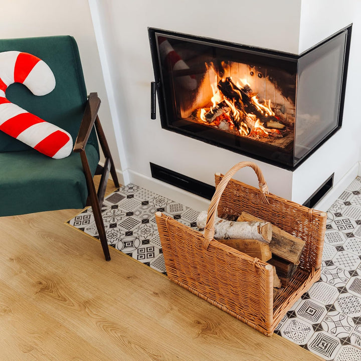 Creative Home Gross Kaminkorb Holzkorb Kaminholzkorb Rattan | 50 x 34 x 50 cm | Aufbewahrung Rechtec