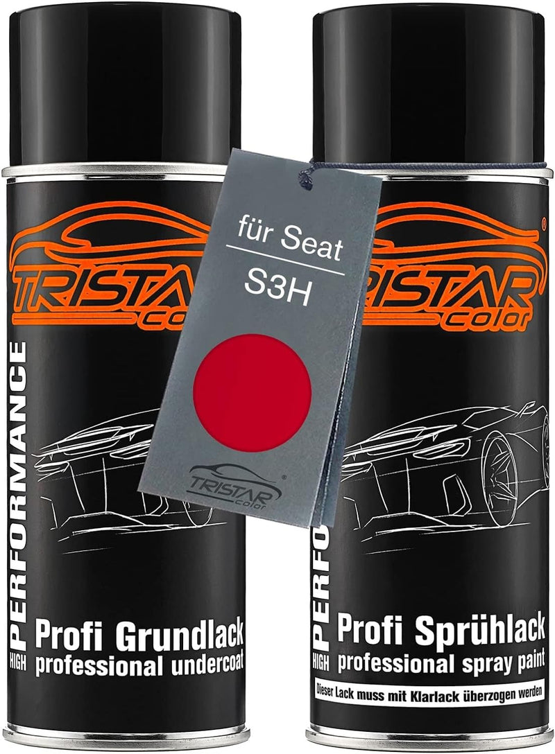 TRISTARcolor Autolack Spraydosen Set für Seat S3H Rojo Emocion Grundlack Basislack Sprühdose 400ml