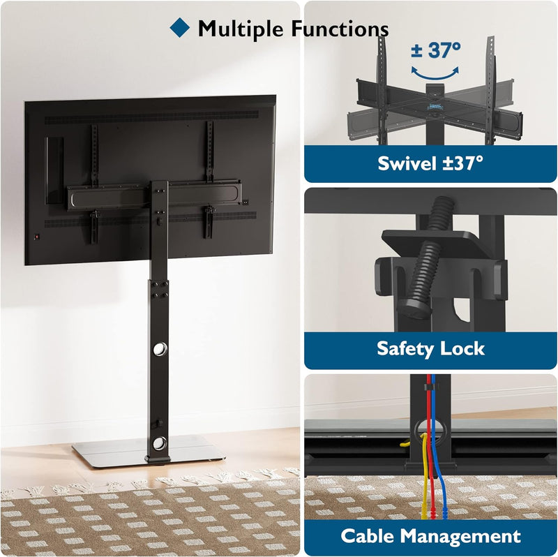 BONTEC TV Ständer Standfuss Fernsehstand für 30-70 Zoll Flach & Curved Fernseher bis zu 40 kg, Schwe