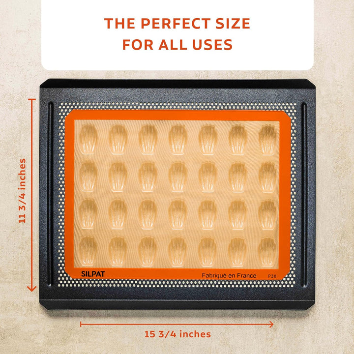 Silpat ES-02511-99 Perfect Antihaftbeschichtete Madeleine-Form, Silikon, Orange, Madeleine
