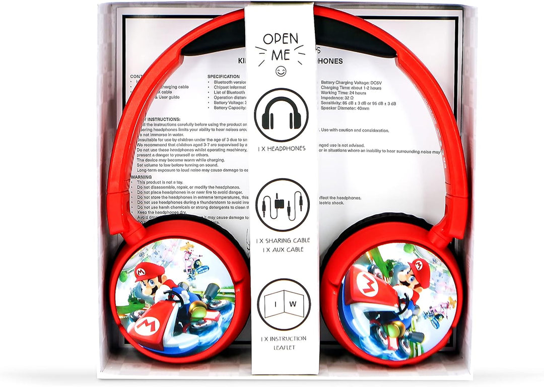 OTL Technologies MK0983 Mario Kart Kabellose Kinder-Kopfhörer, Rot