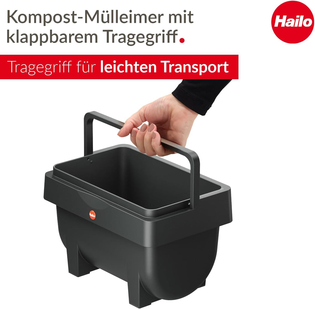Hailo Öko Mini S Kompost-Mülleimer - Kunststoff-Abfalleimer für die Küche - verwendbar als Aufbewahr