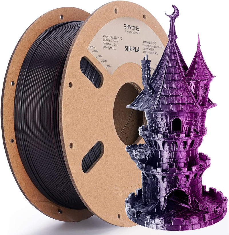 ERYONE Silk Dual Color Filament PLA 3D Printer 1.75mm, -0.03mm, Coextrusion Filament PLA Shiny Filam