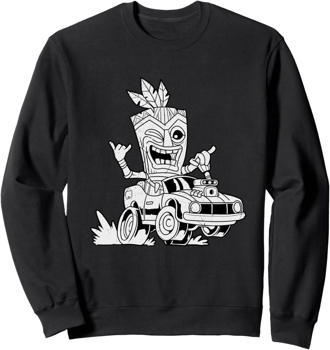 Hawaiianer Tikki Rennen Autorennen Auto Tiki Maske Rennauto Sweatshirt