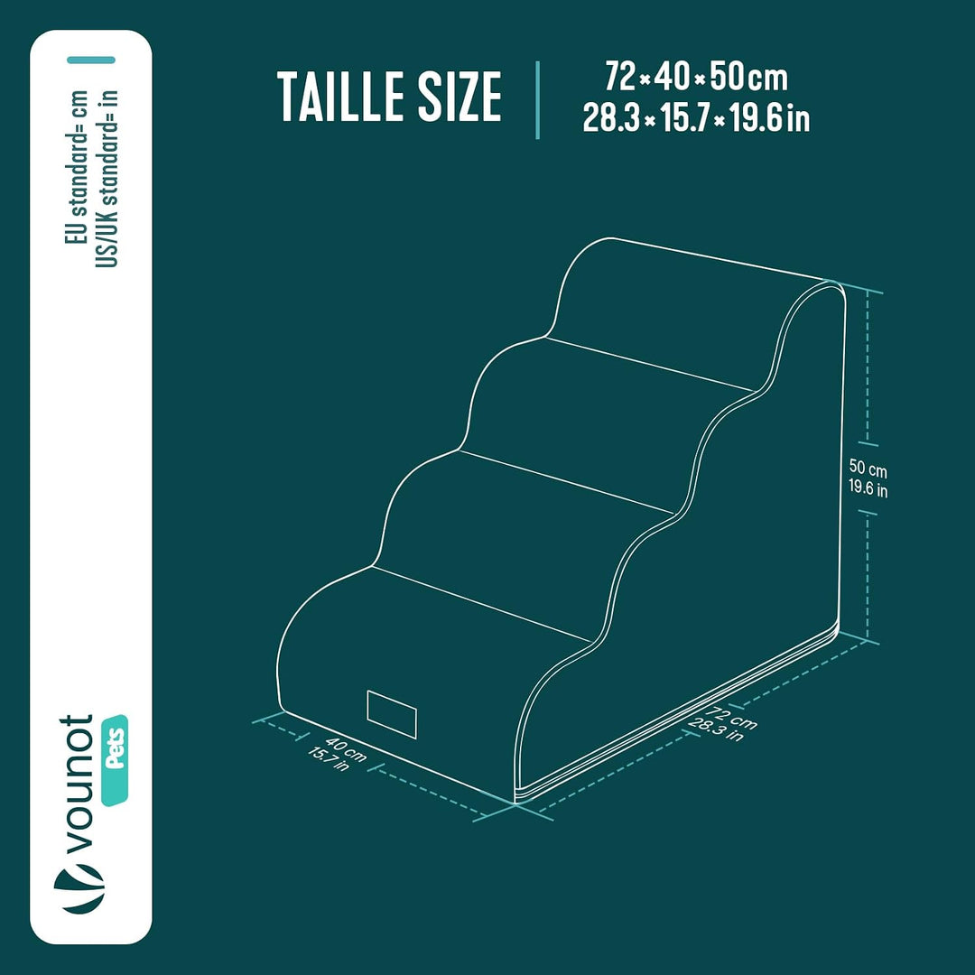 VOUNOT® Hundetreppe 4 Stufen für kleine Hunde &amp; Katzen, Haustiertreppe aus hochdichtem Schwamm, ruts
