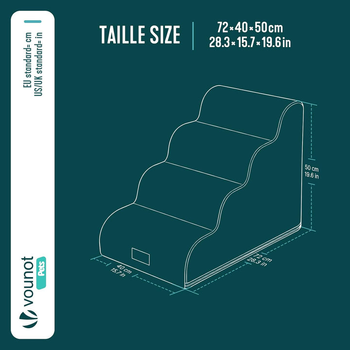 VOUNOT® Hundetreppe 4 Stufen für kleine Hunde &amp; Katzen, Haustiertreppe aus hochdichtem Schwamm, ruts